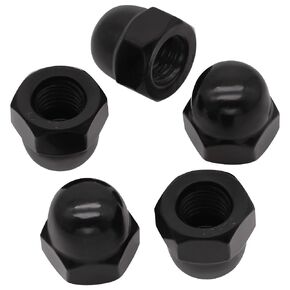 #8-32 (50 Pack) Stainless Steel Cap Nuts, Acorn Cap Dome Head Nuts US Standard, Stainless Steel 304 (18-8), UNC Coarse Thread, Black Coated