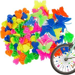 YuCool Bicycle Spokes,183 Pcs Star Colors Bike Wheel Spoke Decorations,Bicycle Plastic Clip Butterfly Heart Wheel Spokes Accessories,Bike Accessoriess for Kids