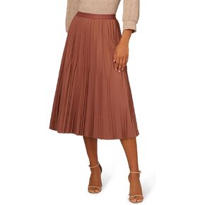 Adrianna Papell Women's Solid Variegated Pleated Twill Skirt