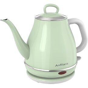 Electric Gooseneck Kettle, 1L 1500W Fast Boil, 100% Stainless Steel BPA Free Pour-Over Coffee & Tea Kettle, Water Boiler with Auto Shut & Boil-Dry Protection, Green