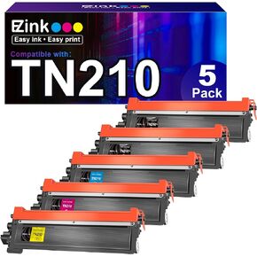 E-Z Ink Compatible Toner Cartridge Replacement for Brother TN210 TN-210 to use with HL-3040CN HL-3070CW HL-3075CW DCP-9010CN MFC-9010CN MFC-9320CW (2 Black, 1 Cyan, 1 Magenta, 1 Yellow) 5 Pack