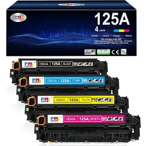 125A Toner Cartridges 4-Pack Replacement for HP Color CP1215,CM1312nfi,CM1312 MFP,CP1518ni,CP1515n Printer (Black,Cyan,Magenta,Yellow)