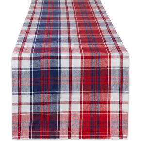 DII Americana Plaid, Table Top Collection, Table Runner, 14x72, Red, White, & Blue