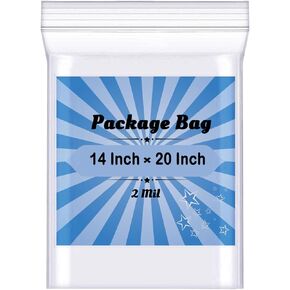 14" x 20"(200 Count) 2 Mil Thick, Clear Plastic Poly Bags with Resealable Lock Seal Zipper, Clear Resealable Sealing Storage Ziplock Bag for Packaging Clothes, Shirts & More