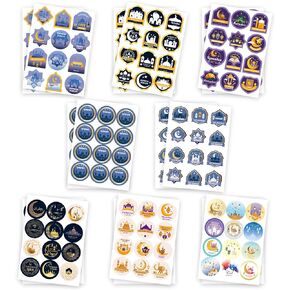 Eid Mubarak Stickers Gift Bags Labels,Ramadan Kareem Stickers for Islamic Muslim Eid Party Supplies Decoration