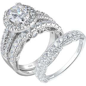 Wuziwen 4 Carats Wedding Engagement Band Rings for Women Sterling Silver Cubic Zirconia 3.5mm Eternity Bands for Women Vintage Sterling Silver CZ Stackable Ring Enhancer Size 5