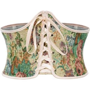 Scarlet Darkness Corset Belt for Women Renaissance Lace up Floral Wide Waist Belts