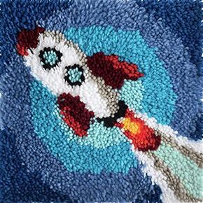 Rocket Fire Arrow Latch Hook Rug Kits for Adults and Kids Beginner Needle Crochet Yarn Kits Embroidery Carpet Hook and Latch Kit Cushion Christmas Home Decoration 30x30cm, XZD060