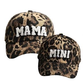 Leopard Print Mama and Mini Hats For Women and Kids, Embroidred Patch Mother Daughter Hats, Mom And Son Matching Hats, Mommy and Me Hats For Boy or Girl, Set of 2 Matching Toddler And Mommy Hats.