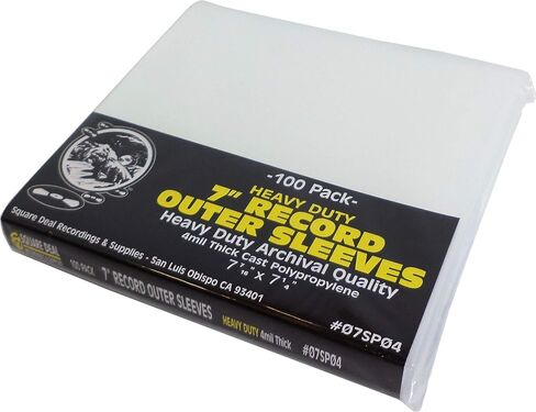 Square Deal Recordings & Supplies - 7" 45rpm Vinyl Record Outer Sleeves - HEAVY DUTY 4mil THICK - Archival Quality - Set of 100 #07SP04 in Saudi Arabia