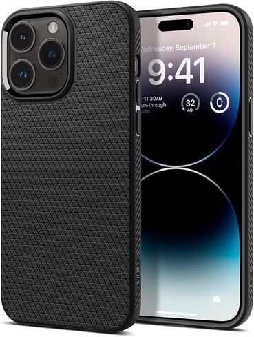 Spigen Liquid Air Armor مصمم لهاتف iPhone 14 Pro Max (2022) - أسود مطفي in Saudi Arabia
