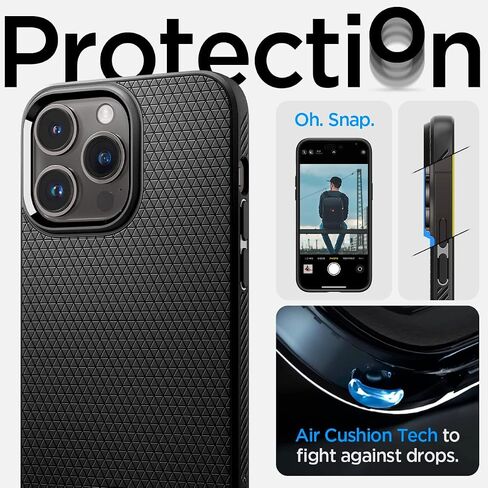 Spigen Liquid Air Armor مصمم لهاتف iPhone 14 Pro Max (2022) - أسود مطفي in Saudi Arabia