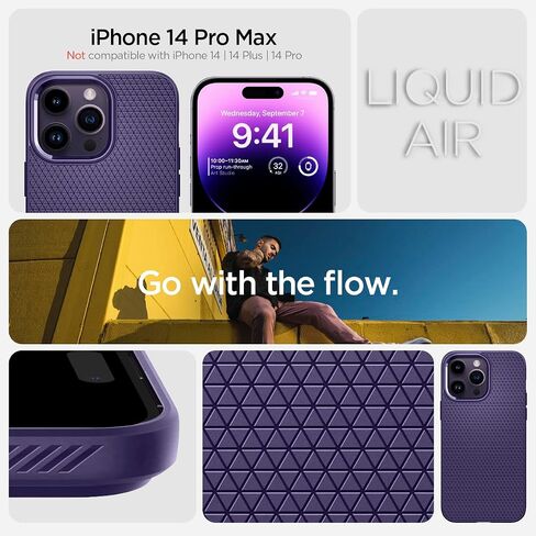 Spigen Liquid Air Armor مصمم لهاتف iPhone 14 Pro Max (2022) - أسود مطفي in Saudi Arabia