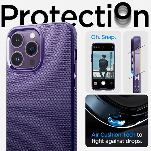 Spigen Liquid Air Armor مصمم لهاتف iPhone 14 Pro Max (2022) - أسود مطفي in Saudi Arabia