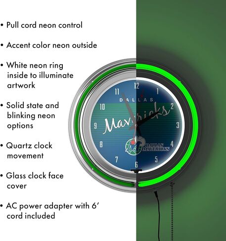 Dallas Mavericks Hardwood Classic NBA Chrome Neon Clock in Saudi Arabia