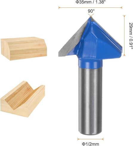 2 قطعة لقم التوجيه 1-3/8 "ضياء 1/2" عرقوب 90 درجة فولت نوع نهاية مطحنة كربيد لأعمال النجارة والنجارة والنقش أدوات تقطيع الحواف in Saudi Arabia