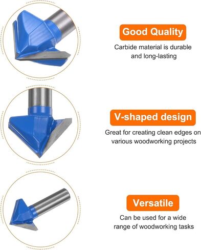 2 قطعة لقم التوجيه 1-3/8 "ضياء 1/2" عرقوب 90 درجة فولت نوع نهاية مطحنة كربيد لأعمال النجارة والنجارة والنقش أدوات تقطيع الحواف in Saudi Arabia