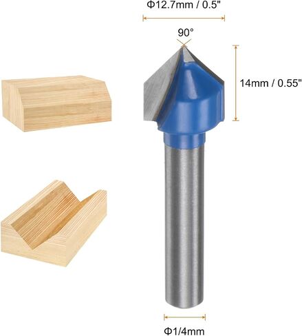 2pcs Router Bits 1/2" Dia 1/4" Shank 90 Degree V Type End Mill Carbide for Woodworking Carpentry Engraving Edge Trimmer Cutter Tool in Saudi Arabia