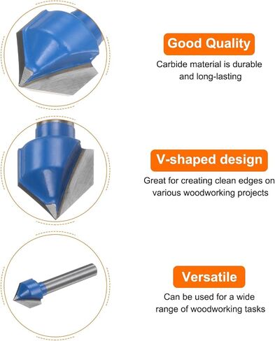 2pcs Router Bits 1/2" Dia 1/4" Shank 90 Degree V Type End Mill Carbide for Woodworking Carpentry Engraving Edge Trimmer Cutter Tool in Saudi Arabia