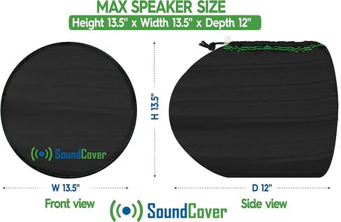 Marine Wakeboard Tower Speaker Covers for 8" Round Speakers – 210T Polyester with Silver UV Coating – Water-Resistant, Double-Stitched with Drawcord & Drainage Eyelets – Large Size (Set of 2) in Kuwait
