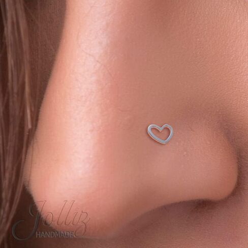 925 Sterling Silver Nose Studs – L Shape Jewelry Piercing – 22G Silver Studs For Woman's Nose – Opal Fish Crown Fin Cz Heart Star Arrow in Saudi Arabia