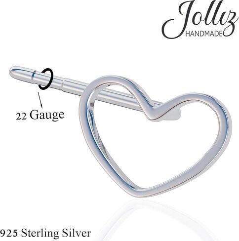 925 Sterling Silver Nose Studs – L Shape Jewelry Piercing – 22G Silver Studs For Woman's Nose – Opal Fish Crown Fin Cz Heart Star Arrow in Saudi Arabia