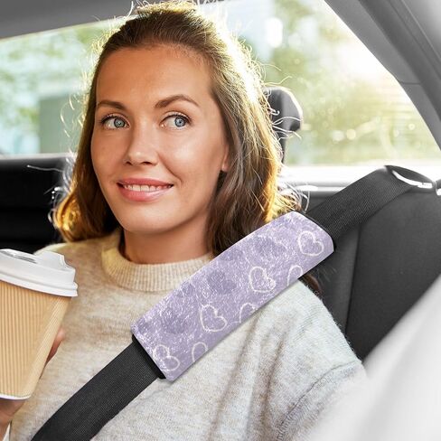 2 Pack Seatbelt Covers Seat Belt Cover Pad for Adults Boys Girls Car Seat Strap Covers Pads Cushion Universal Shoulder Strap Pad Protector for Backpack Camera Bag 6.5 x 6.5 Inch Purple Heart in Saudi Arabia