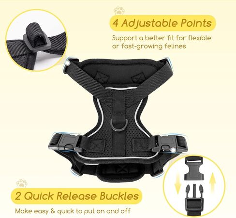 Cat Harness and Leash, Nobleza Reflective Adjustable Vest Harness with Soft Breathable Air Mesh, No Pull Walking Escape Proof Harness and Leash Set for Growing Kittens, Cats, Puppies Outdoor Usage in Saudi Arabia