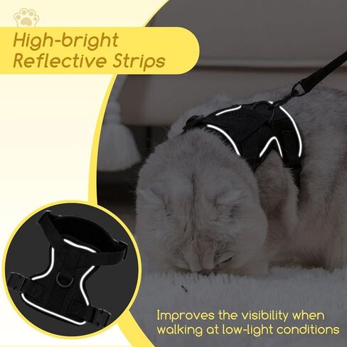 Cat Harness and Leash, Nobleza Reflective Adjustable Vest Harness with Soft Breathable Air Mesh, No Pull Walking Escape Proof Harness and Leash Set for Growing Kittens, Cats, Puppies Outdoor Usage in Saudi Arabia