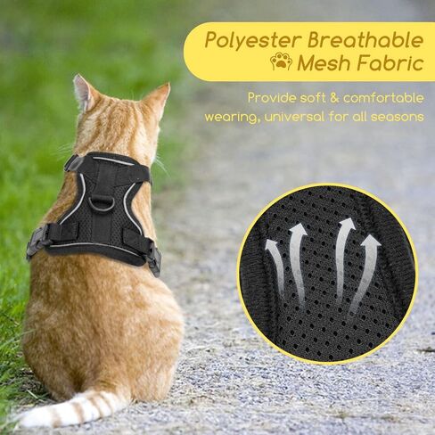 Cat Harness and Leash, Nobleza Reflective Adjustable Vest Harness with Soft Breathable Air Mesh, No Pull Walking Escape Proof Harness and Leash Set for Growing Kittens, Cats, Puppies Outdoor Usage in Saudi Arabia