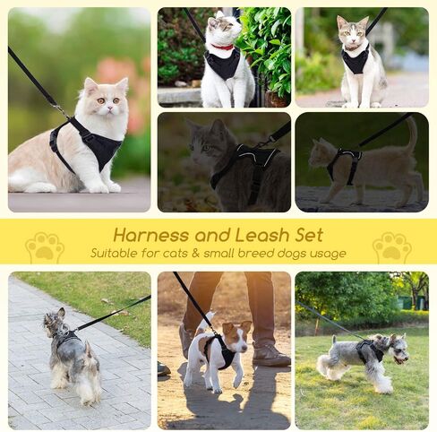 Cat Harness and Leash, Nobleza Reflective Adjustable Vest Harness with Soft Breathable Air Mesh, No Pull Walking Escape Proof Harness and Leash Set for Growing Kittens, Cats, Puppies Outdoor Usage in Saudi Arabia