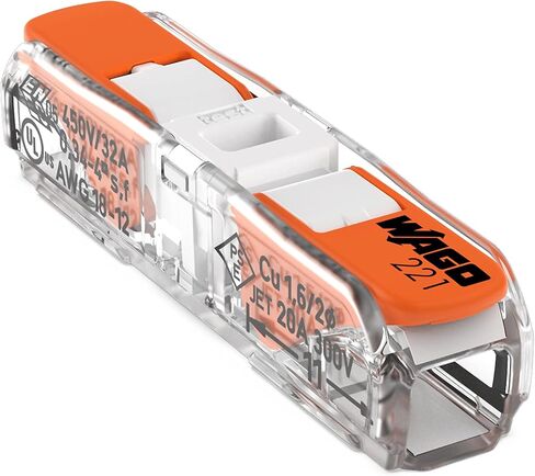 221-2401 | WAGO Lever-Nuts® موصل الربط المضمن | للموصلات الصلبة والمجدولة | 2- موصل بأذرع التشغيل | 24-12 أوغ | السكن الشفاف | الغلاف الأبيض | [كيس من 500 قطعة] in Kuwait