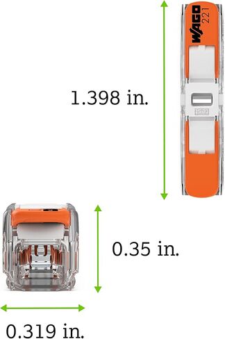 221-2401 | WAGO Lever-Nuts® موصل الربط المضمن | للموصلات الصلبة والمجدولة | 2- موصل بأذرع التشغيل | 24-12 أوغ | السكن الشفاف | الغلاف الأبيض | [كيس من 500 قطعة] in Kuwait