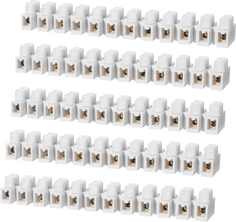 10PCS 20A Terminal Block White Screw Terminal Connector Dual Row Electric Barrier Block 12-Position Terminal Strip,10 Amp 380 V in Saudi Arabia