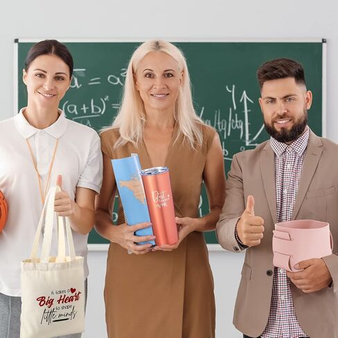 Nuenen 8 Pcs Teacher Gift Teacher Appreciation Gifts Set for Women 20 oz Tumbler Canvas Tote Bag Leather Storage Bucket Flower Greeting Card Bookmark Key Chain Thank You Teacher Gift(Blue) in Saudi Arabia