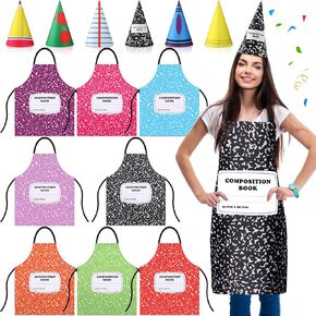 16 Pcs Group Halloween Costumes for Adult Composition Notebook Teacher Halloween Costume Back to School Teacher Apron with Hats for Cosplay Gifts in Saudi Arabia