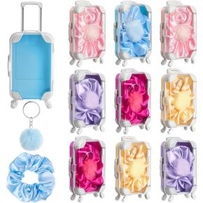 صندوق تخزين حقيبة صغيرة فارغة من LemonRoad 30 قطعة مع سلسلة مفاتيح على شكل كرة قطيفة وScrunchies وحاويات تخزين أمتعة الحلوى الشفافة وحقيبة تغليف (وردي) in Kuwait