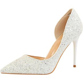High Heels Shoe for Women-Pumps Wedding Shoe Sparkling Glitter Closed Toe for Bridal, Elegant, Party & Evening in Saudi Arabia