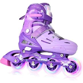 2PM أحذية تزلج مضمنة للفتيات والأولاد والأطفال بعمر 4-8 5-8 6-12 8-12 مع عجلات مضيئة، زلاجات مضمنة قابلة للتعديل للنساء والشباب مقاس 11C 1 2 3 4 5 6 7 8 in Kuwait