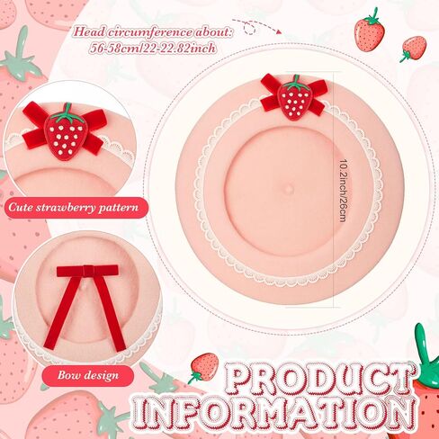 10 Pcs Strawberry Costume Accessories Set for Women Cute Strawberry Beret Hat Purse Stackable Heishi Bracelets for Halloween Cosplay in Saudi Arabia