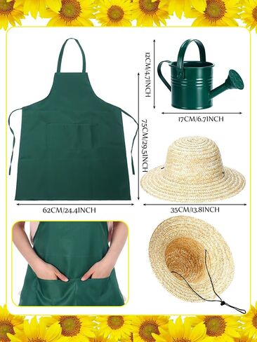 Mepase 5 Pcs Sunflower and Gardener Halloween Couple Costume Sunflower Headband Sun Flower Tutu Green Skirt Watering Can Straw Hat Green Apron for Adults Halloween Cosplay Garden Supplies Party in Saudi Arabia