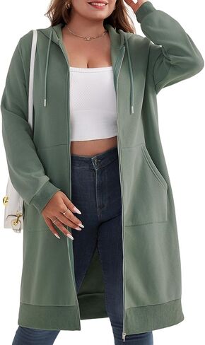 Chulianyouhuo Women Plus Size Zip Up Hoodies Long Tunic Sweatshirt Casual Long Sleeve Jackets with Pockets 2XL-5XL in Saudi Arabia