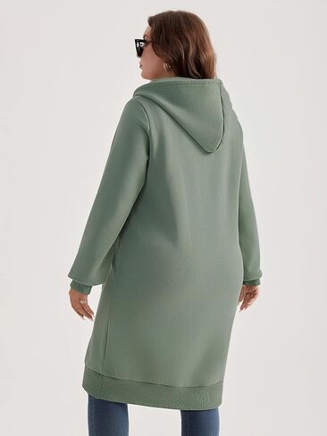Chulianyouhuo Women Plus Size Zip Up Hoodies Long Tunic Sweatshirt Casual Long Sleeve Jackets with Pockets 2XL-5XL in Saudi Arabia