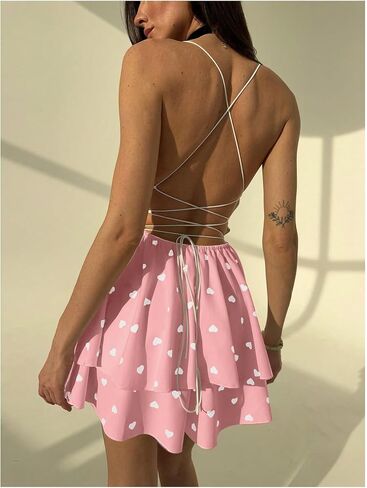 SweatyRocks Women's Floral Sexy Tie Back Short Jumpsuits Spaghetti Strap Rompers Party Outfits in Saudi Arabia