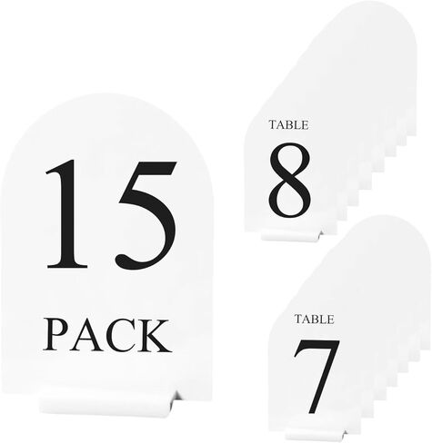 أرقام طاولة لافتات من الأكريليك مع حوامل، 15 حزمة 5 بوصات × 7 بوصات من ألواح وحوامل أكريليك مقوسة فارغة، علامات علوية على الطاولة من الأكريليك الحديث لاستقبال الزفاف، والديكور، والحفلات، والذكرى السنوية، والحدث in Kuwait