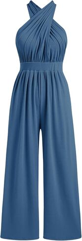 CIDER Women's Solid Rib Criss Cross Knotted Jumpsuit in Saudi Arabia