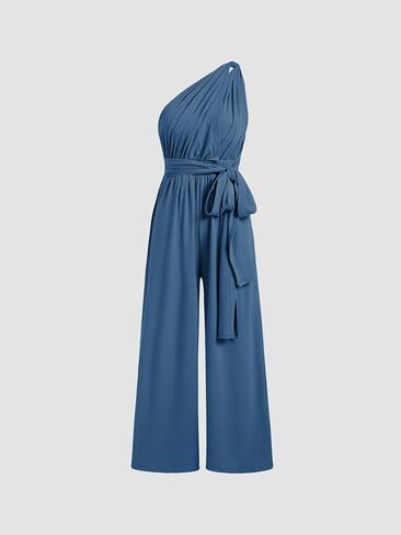 CIDER Women's Solid Rib Criss Cross Knotted Jumpsuit in Saudi Arabia
