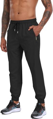 30" Inseam Men's Lightweight Joggers Pants with 3 Zipper Pockets Quick Dry Workout Track Running Pants Gym Athletic Pants in Saudi Arabia