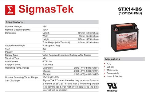 Honda 450CC TRX450, FourTrax Foreman S, ES, 1998-2004 ATV Battery (Replacement) in Saudi Arabia