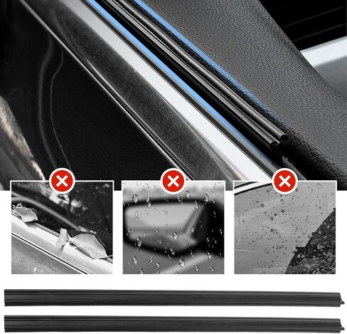 2PCS Multifunctional Car Window Seal Strip,Dustproof & Elastic Car Weather Stripping with Inlaid Design,Rubber Cars Window Weather Stripping for Easy Viewing of Rearview Mirror in Saudi Arabia